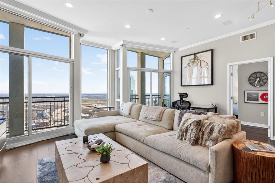 Experience luxurious lock and leave living in the heart of Downtown Fort Worth at The Tower! Located on the 32nd floor, this east facing two bedroom, two bath condo offers BREATHTAKING VIEWS IN EVERY ROOM and many updates that distinguish it from the rest! You will love the wide-plank wood floors, custom Kitchen Source cabinetry, granite countertops, and the stunning updated guest bath with designer tile. Electric shades in every room make enjoying the spectacular views effortless- just a click of a button! Additional highlights include: Double balconies, dedicated laundry room with full size washer and dryer, plenty of storage with walk in closets, newer HVAC (2023), 2 water heaters and elevated finishes throughout! Tower residents enjoy resort style amenities: 24 hour Concierge service, outdoor pool, fire-pit lounges, fitness center, rooftop terrace, outdoor dining, grills and MORE! Secured garage parking with one deeded parking space. Convenience is key here! It's a quick walk to Sundance Square, Bass Hall, and some of Fort Worth's best restaurants and only a short drive to Dickie's Arena, the Cultural District, and Trinity Trails! This is the one you've been waiting for-sophisticated, impeccably maintained, and in the most perfect location!