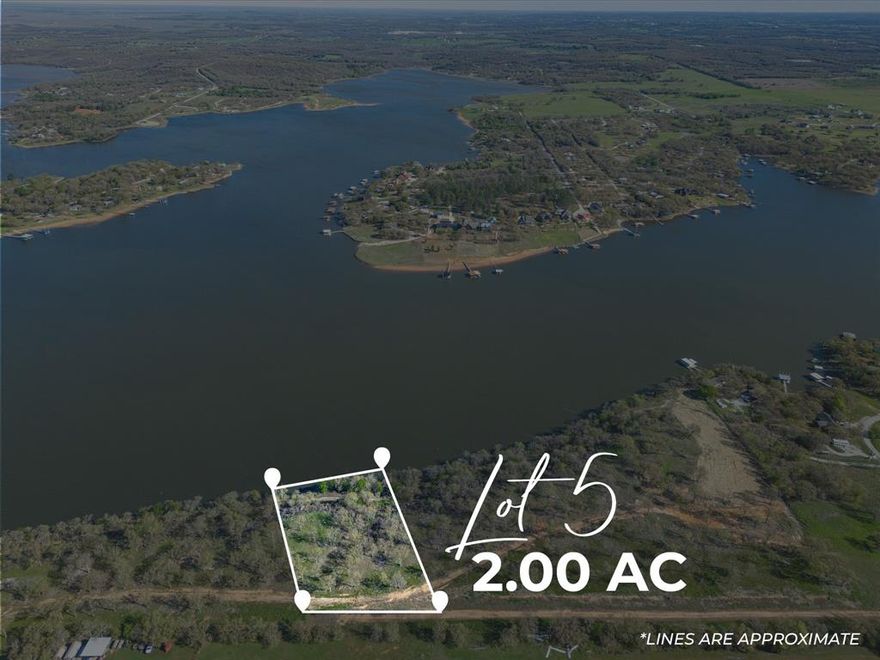 Come live the Lake Life on Lot 5 at Carter Heights. With its sweeping view of the lake, plentiful oak trees, and rocky bluffs with deep water access.

Located on Lake Amon Carter near Bowie Texas, Carter Heights is a lakefront community offering a limited number of build-to-suit lots. All properties offer either dock-able direct property lake access or convenient access to public dock facilities. Enjoy a serene setting with small-town feel near a golf club – an ideal place to build the lake home you’ve always dreamed of owning. Whether this is your getaway or your year-round home, you’ll love living the lake life in Carter Heights. WATER AND ELECTRICITY AVAILABLE!!