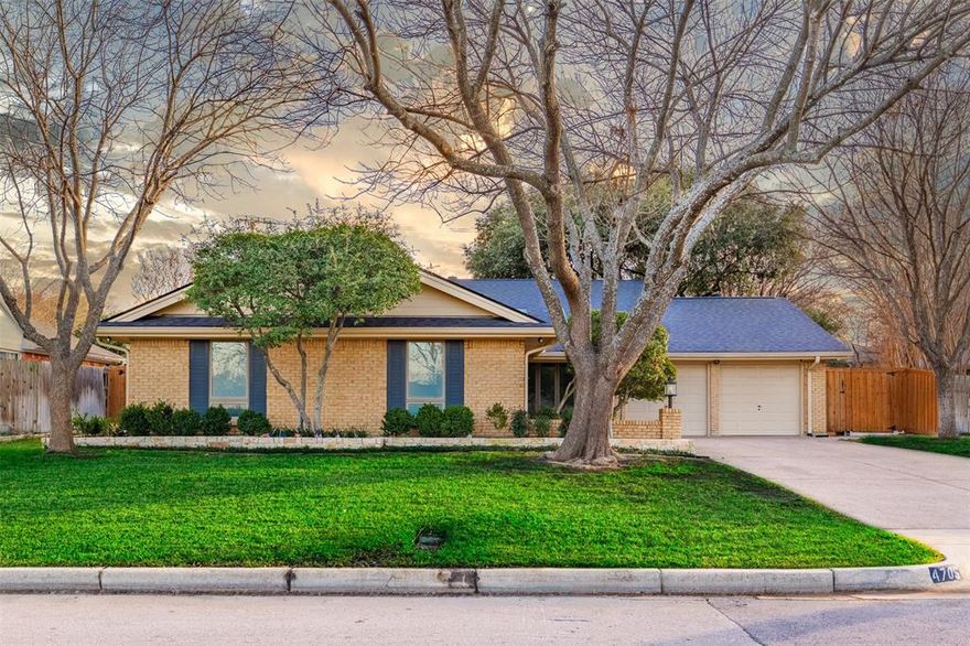 Fresh, flexible, and filled with character, this beautifully updated single-story home offers the space and layout today’s buyers are searching for. Recently painted throughout, the residence features 3 bedrooms, 2.5 baths, two living areas, two dining spaces, and a versatile flex room—perfect for a home office, studio, or fitness space. The heart of the home is the light-filled family room, where vaulted ceilings with exposed beams, skylights, a dramatic brick fireplace, and built-in shelving create a warm and inviting atmosphere. The spacious kitchen is designed for everyday living and entertaining alike, offering generous counter space, abundant cabinetry, and a convenient breakfast nook just off the kitchen. The primary suite provides a comfortable retreat with a private en suite bath and his-and-hers closets, while two additional bedrooms and a full bath are thoughtfully arranged for guests or family. Step outside to an expansive covered patio with slate flooring—ideal for hosting gatherings or enjoying relaxed outdoor meals. The backyard is fully enclosed with a double-slatted fence, offering added privacy and security, and the in-ground sprinkler system keeps the lawn looking its best year-round. Conveniently located near schools, shopping, and everyday amenities, this home offers a rare combination of space, style, and versatility. Schedule your private showing today and see just how much this home has to offer in person.