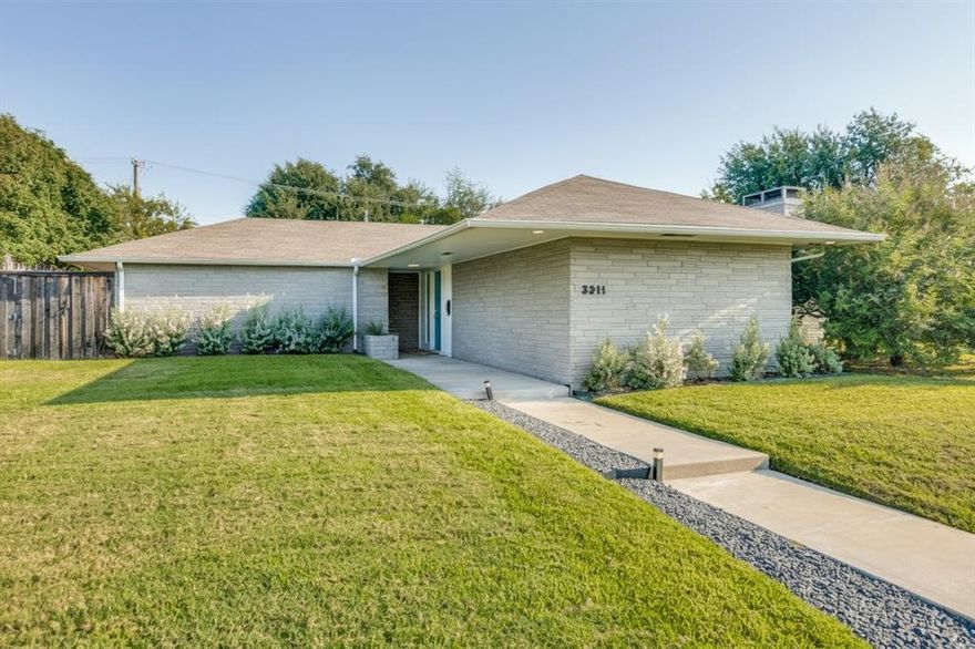 Step into style at 3311 Kinkaid, a true midcentury modern retreat in the heart of Northwest Dallas. Clean lines, timeless design, and abundant natural light define this home, offering a rare opportunity to enjoy iconic architecture at an approachable price point.
Inside, the open living and dining areas flow seamlessly, showcasing the signature midcentury aesthetic with large windows and an effortless connection to the outdoors. The kitchen and bedrooms provide a comfortable backdrop for everyday living, while the layout makes it easy to update and personalize.
Set on a spacious lot with mature trees, the property also presents an incredible opportunity for buyers looking to invest in a neighborhood that’s steadily gaining momentum. With convenient access to major highways, shopping, and Dallas’ top private schools, this is a smart buy today with even greater potential tomorrow.