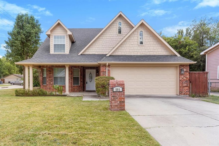 Charming 5-Bedroom Home Near McKinney Square & Historic District! Welcome to this beautifully maintained brick home just minutes from the popular McKinney Square and Historic District. Offering 5 spacious bedrooms and 3 full bathrooms, the thoughtful layout includes the primary suite plus two secondary bedrooms on the main level, along with a large game room, two additional bedrooms, and a full bath upstairs, perfect for family or guests. Enjoy a welcoming front porch and a cozy backyard with a covered patio, ideal for relaxing or entertaining. Inside, you’ll find elegant details such as arched entryways, rounded corners, soaring ceilings, and an open floor plan that creates a bright and airy feel. The kitchen features a brand new granite counter top, while the dining room is highlighted by a beautiful bay window. With fresh paint and new carpet throughout, this home is move-in ready. Don’t miss your chance to make it yours, this gem won’t last long!