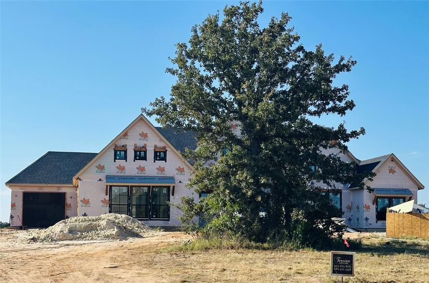 Stunning New Terrina Custom Home in the exclusive new neighborhood, Old Oaks, just south of Weatherford off Tin Top! Enjoy the peace & quiet of country living in picturesque Parker County Texas. Perfect floor plan flows and functions beautifully with expansive great room including a dramatic floor to ceiling fireplace & access to the oversized patio with another cozy outdoor fireplace. Open to the large dining and gathering room is a spacious kitchen with large island and a dedicated butler pantry plus a 36 inch commercial range. The Primary Suite is located in it's own wing of the home for absolute privacy plus a relaxing bath & huge walk in his and her closets. 2 more over sized bedrooms PLUS a game room are located on the opposite side with an additional dedicated study. Set on 2 serene acres this custom home has so many incredible features, too many to list.  Conveniently located just south of I-20 for an easy commute.  Visit the model home to experience the builder's meticulous eye for detail and impeccable taste.  You'll quickly understand why so many have become part of the Terrina Homes family. Home completion December 2025