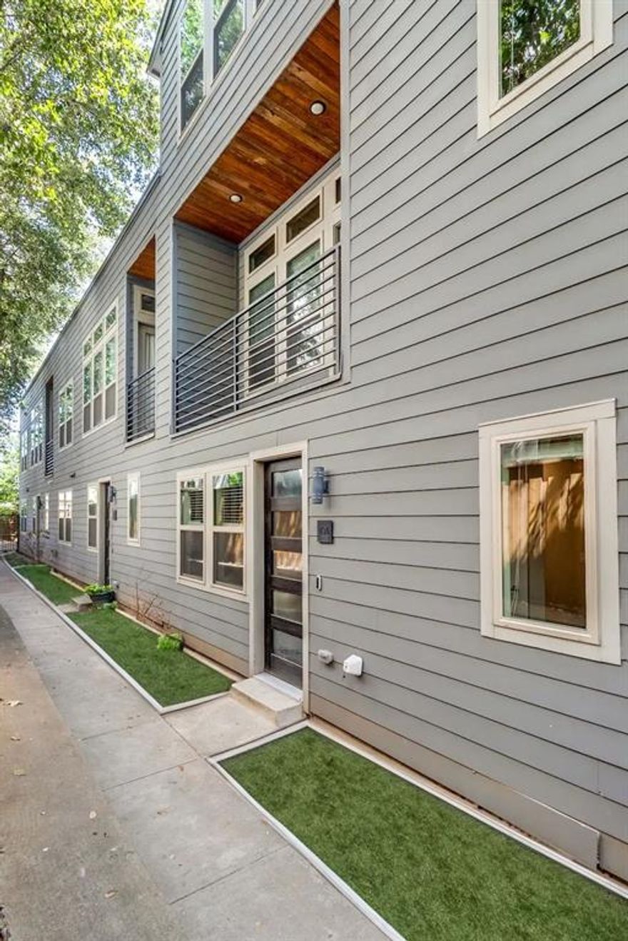 Immaculate walk-up condo located in vibrant Bryan Place. Laid out over three stories, this 2018 construction home displays its quality with hardwood floors throughout, oversized windows, and Carrera marble countertops in all lavatories. The 1st floor greets you with ample space, perfect for all work-from-home needs. The 2nd floor is the highlight of the home, featuring an expansive living room, dining room, and sleek kitchen with stainless steel appliances, an induction stove-top, and a waterfall edge island. Make your way outside to the generously sized balcony with its wood shiplap ceiling to satisfy all hosting needs. The 3rd level, with its 12' ceilings, gives way to the luxurious primary suite, featuring an exquisite bathroom with two walk-in closets. Additionally, a substantial guest bedroom, adorned with a clean en-suite bathroom and closet. Steps away from lively Exall Park and conveys with a membership to coveted Bryan Street Pool Club. Attached 2 car garage.