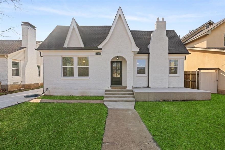 Charming remodeled Tudor style home in the highly sought after North Oak Cliff neighborhood.  This move in ready property blends classic character with modern updates.  Major improvements include foundation repair with transferable warranty, all new electrical, plumbing, and energy efficient windows.  The beautifully remodeled kitchen features new cabinetry, quartz countertops, stainless steel appliances, updated fixtures throughout.  Bathrooms have been fully renovated with stylish finishes. Newly installed hardwood floors have been refinished and gleam throughout the home. Stainless steel appliance package. Two storage buildings in backyard. Sprinkler system with newly installed sod. Turn key and ready for its next owner, don't miss this opportunity to own a beautifully updated home in one of Oak Cliff's most popular areas!
All information including schools and measurements to be verified by Buyer and Buyer's Agent.