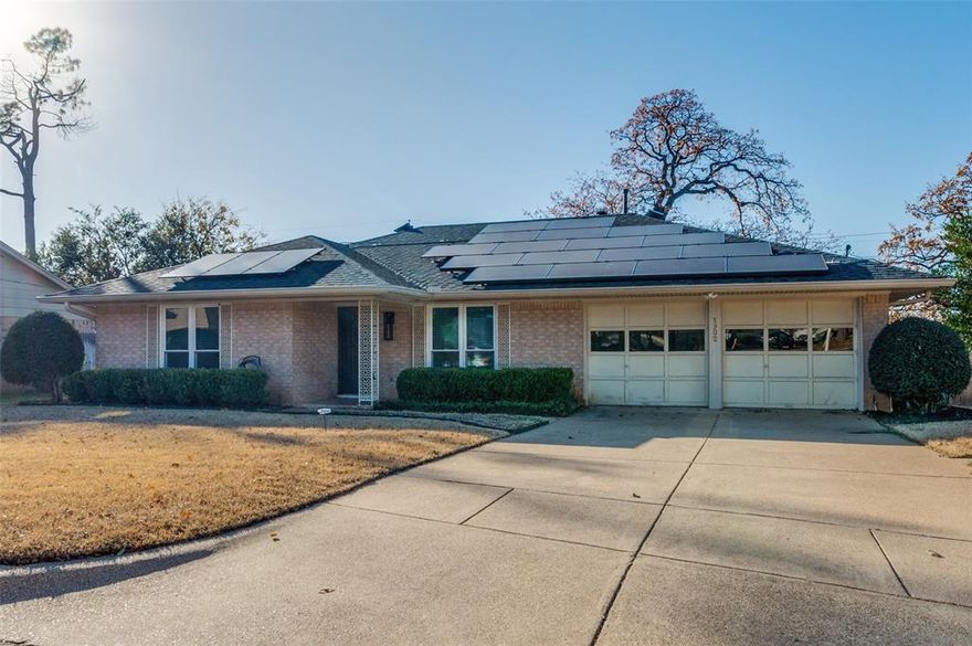 Welcome to your new rental home! Tucked away in a quiet cul-de-sac, this home offers a prime location with no neighbors behind you, solarpanels for little to no electric bills. Just off the entrance, you'll find a versatile space perfect for an Office, home gym, or even a 4th bedroom! To the left, discover two bedrooms and a full bath, offering privacy and convenience. The heart of the home is the main living room, featuring high ceilings with wooden beams, a traditional fireplace, and built-in cabinets for stylish storage. The kitchen seamlessly connects to the living area, complete with a breakfast bar, center island, separate cooktop and oven, built-in microwave, utility closet, and a dining nook with extra cabinetry. The third bedroom, private primary suite, is tucked away off the main living area and features its own ensuite bath. With a versatile layout and a sought-after location, this rental home is the perfect place to settle in and make it your own.