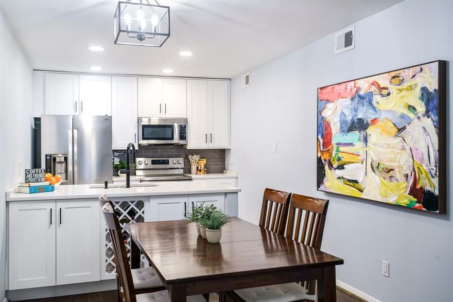 This light-filled 2-bed, 2-bath condo offers an open, functional floor-plan with updated LVP wood-look flooring throughout and a beautifully upgraded kitchen featuring quartz countertops, stainless steel appliances, a double basin stainless steel sink with upgraded fixtures, classic subway tile backsplash, and a built-in wine rack.
The spacious dining area flows seamlessly into the living space and opens to a private balcony overlooking the community courtyard with views of the sparkling pool — ideal for morning coffee or evening unwinding.
Both bedrooms are thoughtfully separated for added privacy and feature abundant natural light, 2 inch blinds, and their own recently remodeled bathrooms with upgraded fixtures, new vanities topped with quartz countertops, tile flooring, and ample storage.
Additional highlights include ceiling fans throughout and a stacked, full-size washer and dryer that conveys with the unit. 
Ideally located near Hwy 75, SMU, White Rock Lake, NorthPark Center, Central Market, Greenville Avenue, DART rail, nearby bike trails, and just minutes from downtown Dallas. Zoned to sought-after Mockingbird Elementary.
A rare opportunity for low-maintenance living in one of Dallas’ most convenient and connected neighborhoods. Schedule a showing today!!