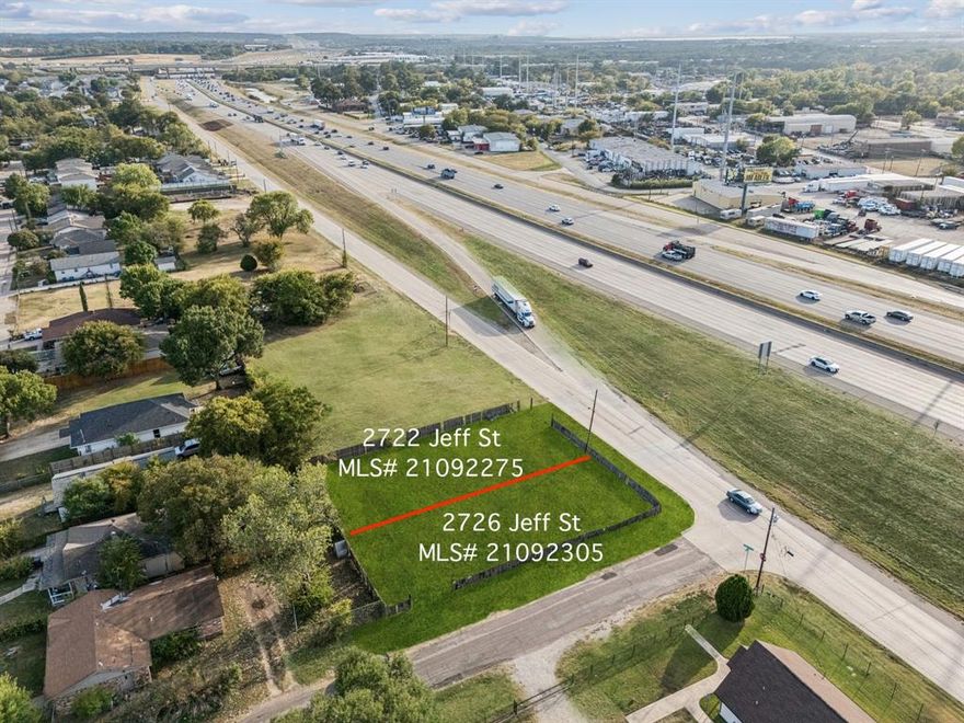 2722 Jeff St is located on the N Walton Walker Service Road W. Conveniently located with easy access to TX-12 Loop N and I-30. You will find shopping, restaurants, and other amenities only minutes away. Seller owns both this lot and the adjacent corner lot (2726 Jeff S, MLS# 21092305) and is willing to sell both properties together. 2726 Jeff St and 2722 Jeff St are BOTH located within the fenced area at the property. Buyers can also purchase adjacent lot (2726 Jeff St) as well.