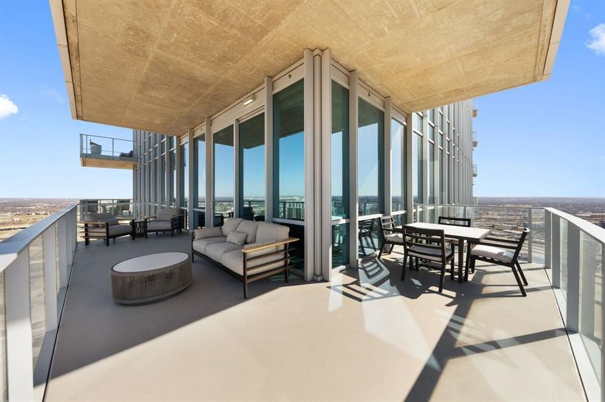 Welcome to residence #2601 at the Omni located in the heart of downtown Fort Worth. Fully re-designed in 2025, this sophisticated 2-bedroom, 2-bathroom high-rise retreat features floor-to-ceiling windows frame sweeping skyline views stretching as far as the eye can see, while a wraparound balcony creates effortless indoor-outdoor living. Inside, an open-concept layout is anchored by a chef’s kitchen with waterfall marble countertops, Monogram and KitchenAid appliances, and a seamless flow into the living and dining spaces. The primary suite is a private sanctuary with a spa-inspired bathroom, dual vanities and walk in shower, while the guest bedroom offers comfort for visitors or could be used as an in home office space. Residents enjoy 24-hour concierge service, a resort-style pool, and a state-of-the-art fitness center. Alll just steps from Fort Worth’s best dining, entertainment, and culture. Private Omni Residents receive additional Omni perks, as well as a Black Level membership with Omni Hotels and Resorts.