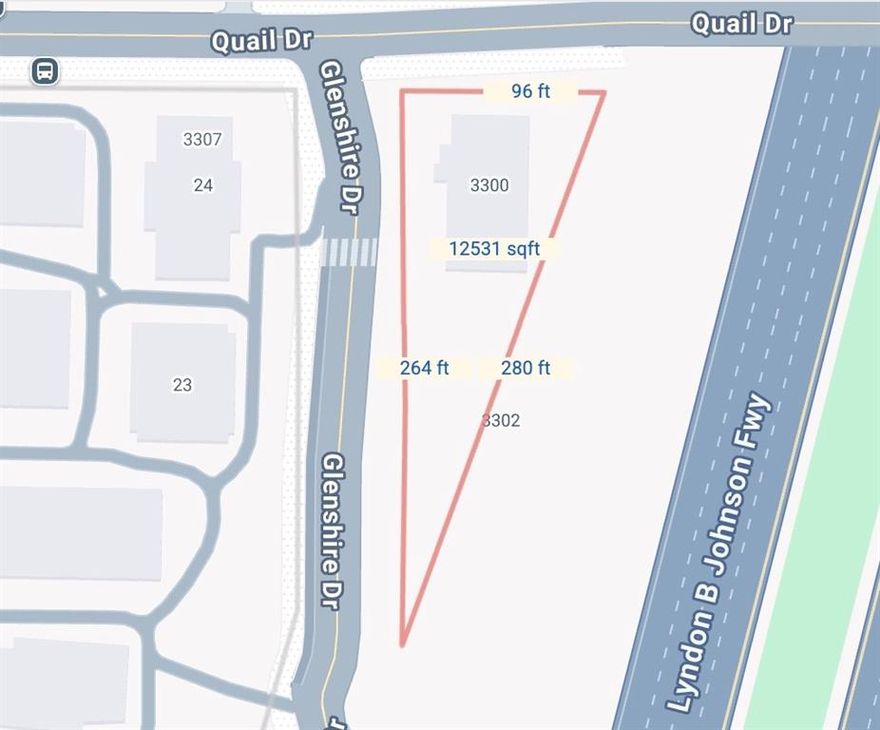 Corner Lot, currently raw land and a parking lot.  The City of Balch Springs has it listed as Local Retail.  It sits at the corner of Glenshire and Quail.  The previous structure was condemed and torn down per the city of Balch Springs.  There are no utilities on the property but they are across the street.  This is the place to build your own new building just the way you want it.  There is no existing survey and seller does not wish to purchase one.   The new survey will have to have an easement showing access to the Billboard sign.  THE SIGN DOES NOT GO WITH THE PROPERTY.   It will be sold at a later day.