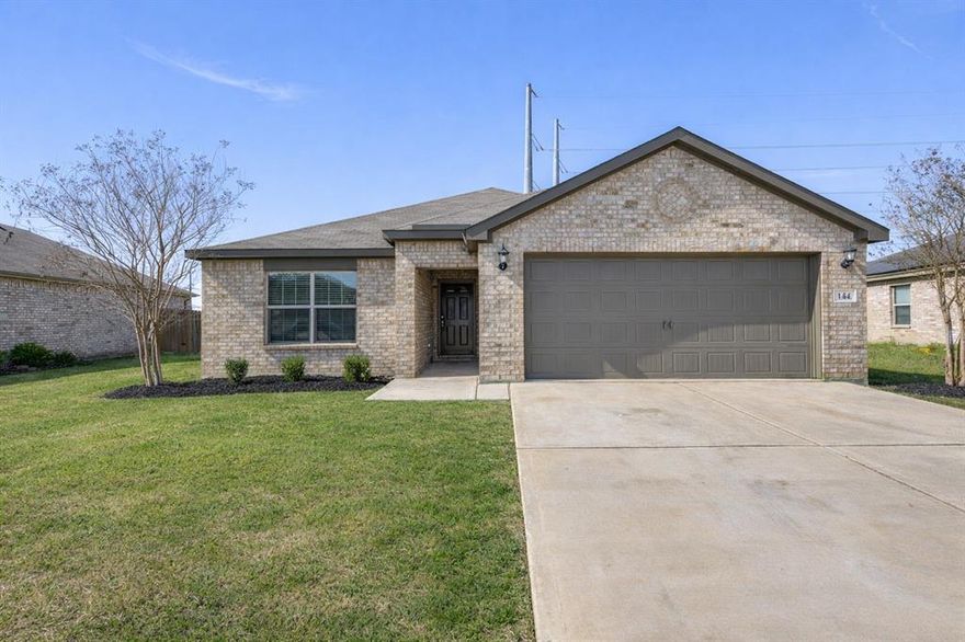 Like new and move-in ready, this beautifully refreshed Rio Grande floor plan sits on an oversized .28-acre lot backing to open green space and located within highly regarded Northwest ISD, offering a rare combination of privacy, space, and everyday functionality. Fresh interior paint and luxury vinyl plank flooring run throughout, creating a clean, cohesive feel from the moment you walk in. The single-story layout features three bedrooms and two baths, with an open-concept living and dining area designed for both comfortable daily living and easy entertaining. The well-appointed kitchen offers granite countertops, ample cabinet and counter space, a new oven and dishwasher, along with a refrigerator, making it both practical and turnkey. Natural light fills the home, enhancing the bright and welcoming atmosphere throughout. The spacious backyard is a standout feature, providing plenty of room for kids, pets, or future outdoor plans, all while enjoying the added benefit of no rear neighbors. Built in 2020 and thoughtfully updated, this home offers the feel of new construction without the wait. Residents of Chisholm Springs enjoy a variety of neighborhood amenities, including a community pool, shaded picnic areas, fitness center, clubhouse, three playgrounds, basketball court, and scenic walking trails that wind through the area’s rolling terrain. Conveniently located with easy access to nearby highways, shopping, and dining, this home delivers an ideal balance of comfort, convenience, and long-term value in a rapidly growing part of Newark.