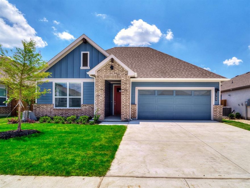 **$500 OFF FIRST MONTH with early move in** Well maintained MODERN FARM HOUSE! Great Location in the FABULOUS COMMUNITY of EAGLE CREEK in DENTON! Bright and Open concept 1 story house with 4 beds, 2 baths. Large Chef's kitchen features abundant Cabinets, Quartz Countertop, Tiled back splash, Pendant lights, SS Appliances, Gas cooktop and walk-in Pantry. Spacious Living room and 10-foot ceilings throughout.  Luxurious main Bedroom and Bath with dual sink Quartz topped Vanity, over sized walk-in Shower, Linen Closet, Big size walk-in Closet. Quartz topped Vanity also in 2nd Full Bath. Tons of natural light with window blinds and a refrigerator. Home is Connected Smart Home Technology. Front exterior coach lights with modern address block, Covered back Patio with generous size backyard, 6 foot wooded fence, Full Gutters and Sprinkler,  Gorgeous landscaping. Community has resort style pool, playground, grill area, pond and trail. Walking distance ES, Close to I-35E, I-35W, UNT, TWU and Downtown Denton! YOU DO NOT WANT TO MISS IT!