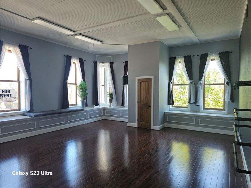 Prime downtown location: This office space is located in the heart of downtown Ennis, TX, in the historic MW Emporium building with high foot traffic. The office is on the third floor, with a common lobby area that is shared with other businesses in the building.
The office is 300 square feet office is located on the third floor and would be ideal for professional space that doesn't require a lot of foot traffic or visibility. The office includes all of the amenities you need to run your business, central air conditioning, electricity and shared restrooms. This office space is ideal for a small business, or a professional practice. The prime downtown location and high foot traffic make it a great place to attract new customers. Tenant to provide their own internet. Owner prefers a minimum lease of 36 months.