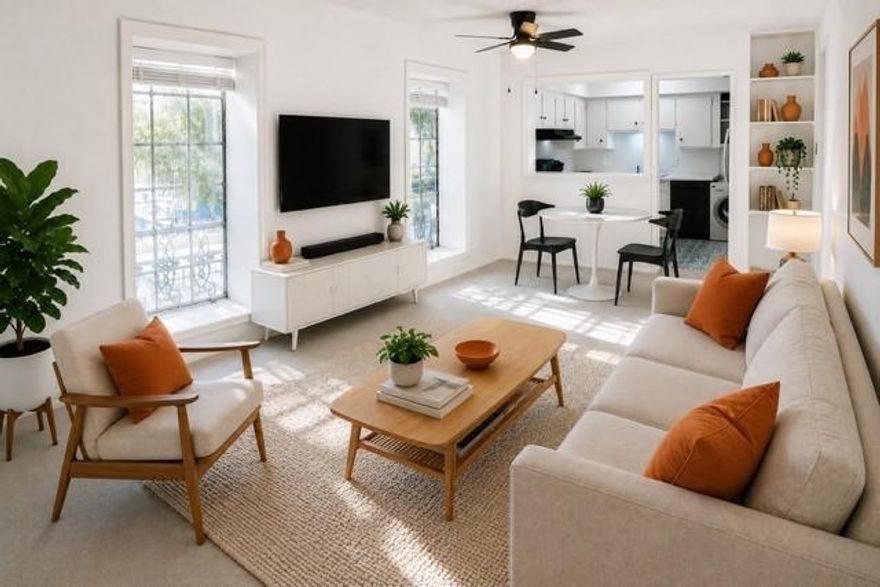 END UNIT Light & Bright, Fresh paint May 2026, New Carpet May 2026.  Recently Renovated Kitchen & Bathroom. Appliances replaced Nov 2023.  This wonderfully designed one-bedroom, one-bath, corner unit is in the highly desirable Oaklawn Heights. Sit on your balcony sipping coffee overlooking the mature live oak trees. The condo has a large open living and dining room and a large bedroom, with a balcony and walk-in closet. This pristine unit comes with a washer and dryer, oven stove, microwave, dishwasher, and new flooring throughout. Parking includes one parking spot (#65) with additional street parking.  Community Pool.