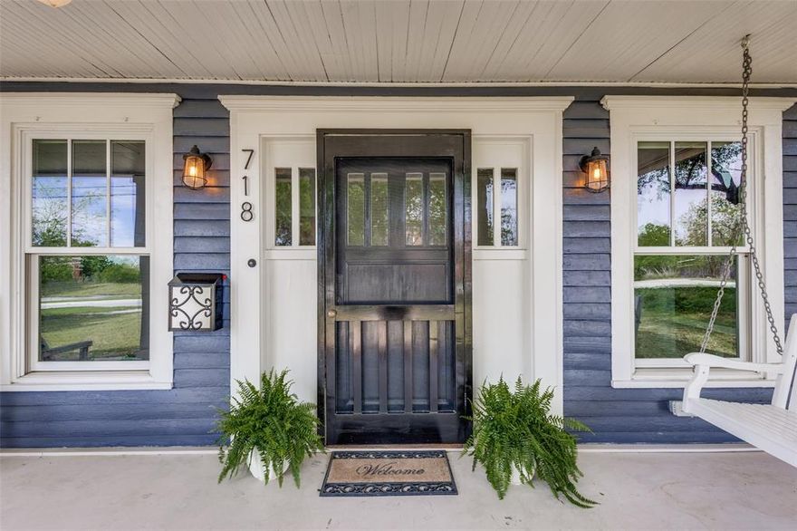 Step into a storybook Craftsman at 718 Parker, where timeless charm meets thoughtful updates in the heart of Historic McKinney. From the moment you arrive, the gracious front porch invites you to slow down and stay awhile~perfect for morning coffee on the porch swing or relaxing evenings under the shade of mature trees. Inside, you’ll find rich character at every turn, including beautiful longleaf pine floors, original wavy glass windows, and classic shiplap walls that add warmth and authenticity throughout the home. The cozy fireplace creates a welcoming focal point in the living space, ideal for gathering with family and friends. The home has been tastefully updated with modern conveniences while preserving its historic integrity. The kitchen features stone countertops and updated finishes, blending function and style for everyday living and entertaining. Bathrooms have also been thoughtfully renovated with quality materials and timeless design. Enjoy peace of mind with recent improvements including a new HVAC system and ductwork, fresh interior and exterior paint, and a leaf guard gutter system for low-maintenance living. Step outside to a large backyard retreat, complete with a spacious wood deck—perfect for hosting gatherings, grilling, or simply enjoying the outdoors. Ideally located in the historic district, this home offers easy access to downtown McKinney’s vibrant dining, shopping, and year-round events. Just moments away, Finch Park provides opportunities for outdoor recreation with scenic hiking trails, pickleball courts, and green space to enjoy. This enchanting Craftsman offers the perfect blend of historic charm, modern updates, and an unbeatable location~truly a rare find in one of McKinney’s most beloved neighborhoods.
