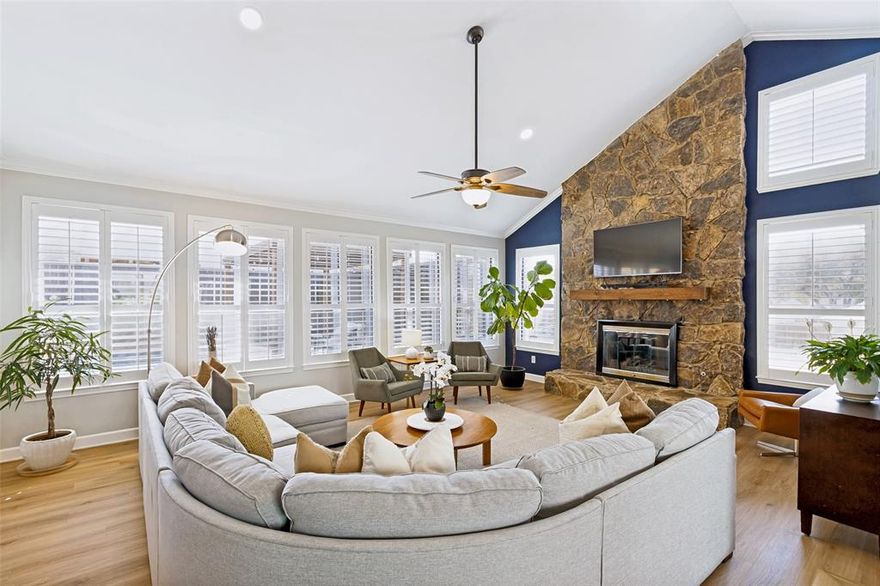 This beautifully updated home located in sought after Bent Trail, in prime cul-de-sac location, perfect for kids to play. Home features multiple living areas which makes the home flexible for family or entertaining. Walls of windows open to backyard oasis; featuring pool, covered patio, cabana area, artificial turf grass with room to play. Kitchen features quartz counter tops, gorgeous backsplash and gas cook top, which opens to cozy family room. Downstairs features two fireplaces, two living areas, two dining areas, a beautiful courtyard and half bath. All bedrooms upstairs with huge primary and luxurious bath. Large secondary bedrooms & closets. Extra features include ample storage, new floors & carpet 2024, designer touches thru-out, two parks within walking distance and award-winning Plano Schools!