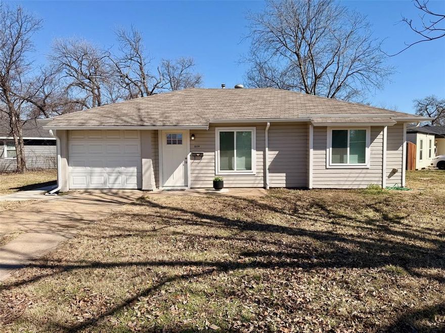 Welcome to this charming home, ready to move-in! This sparkling home 2 bedroom, 1 bath, 1 car garage with lots of natural light, has been updated with luxury vinyl plank, new fixtures, freshly painted inside and out, updated bathroom, new HVAC 2025, new gutters 2025, new french drain 2025, new water line 2025, new sewer line under slab 2025, foundation repair in 2025 with warranty, all new windows 2025. Great location with easy access to restaurants, shopping centers, Epic Water Park,  I 30, 161, Belt Line, 360.