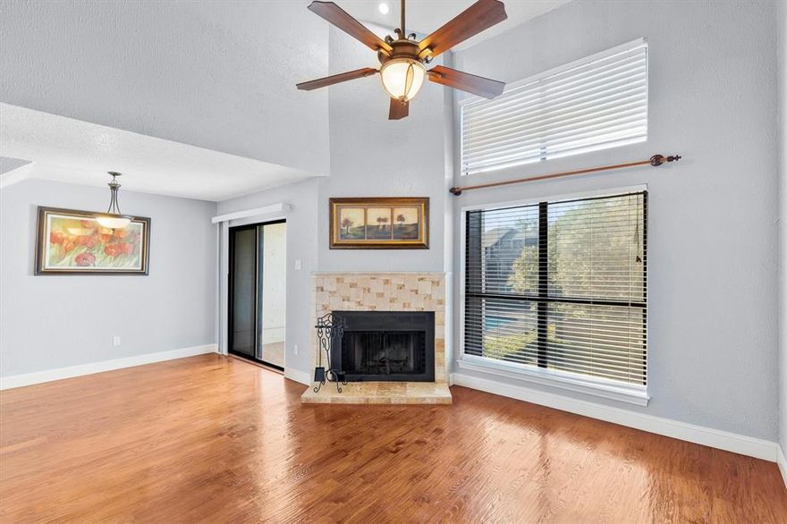 Updated condo in a prime North Dallas location offering convenience, style, and value. This move-in ready residence features real hardwood floors, granite countertops, designer light fixtures, and fresh interior paint. The open living area flows to a private balcony that has extra storage closet. The spacious upstairs primary suite is located adjacent to the office or flex space, offering privacy and functionality. Additional highlights include assigned covered parking and low-maintenance living. The water heater was replaced in the last years for peace of mind. Community amenities include a swimming pool, fitness center, and maintained grounds. HOA dues cover water, trash, and roof maintenance. Unbeatable access to major expressways, Dallas North Tollway, and LBJ Freeway, with close proximity to the Galleria Mall, dining, and shopping. Ideal for owner-occupants or investors seeking a centrally located condo in Dallas.