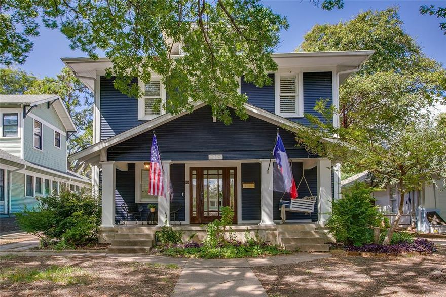 Combining old-world charm with thoughtful modern updates, this classic Prairie-Style American Foursquare showcases the front-porch lifestyle that makes Winnetka Heights one of Dallas’s most cherished neighborhoods. The beautifully updated home offers 4 bedrooms, 3 renovated baths, and a saltwater pool, all within a well-designed floor plan suited for today’s living.  Timeless character shines through original hardwood floors, stained-glass windows, and gorgeous millwork throughout. The second-floor primary suite features a cozy fireplace, soaking tub, walk-in shower, and walk-in closet. Two additional guest bedrooms share an updated full bath, and a full-size laundry room is conveniently located upstairs.  Designed for entertaining, the home offers three living areas, a spacious formal dining room, and a show-stopping chef’s kitchen with a Bertazzoni gas range, second oven, updated stainless steel appliances, bar with glass-front cabinetry, and an expansive island with seating for five. The kitchen opens to the rear den and overlooks the sparkling pool, covered patio, and gated driveway with garage.  Recent improvements include plantation shutters, kitchen and bath renovations, tankless water heater, Roof is approximately 1 year old, and full HVAC system replacement in 2025. Ideally located just five miles from Downtown Dallas and minutes from Bishop Arts, acclaimed dining, retail, and live music at the Kessler Theater. See Supplements for a complete list of updates and features.