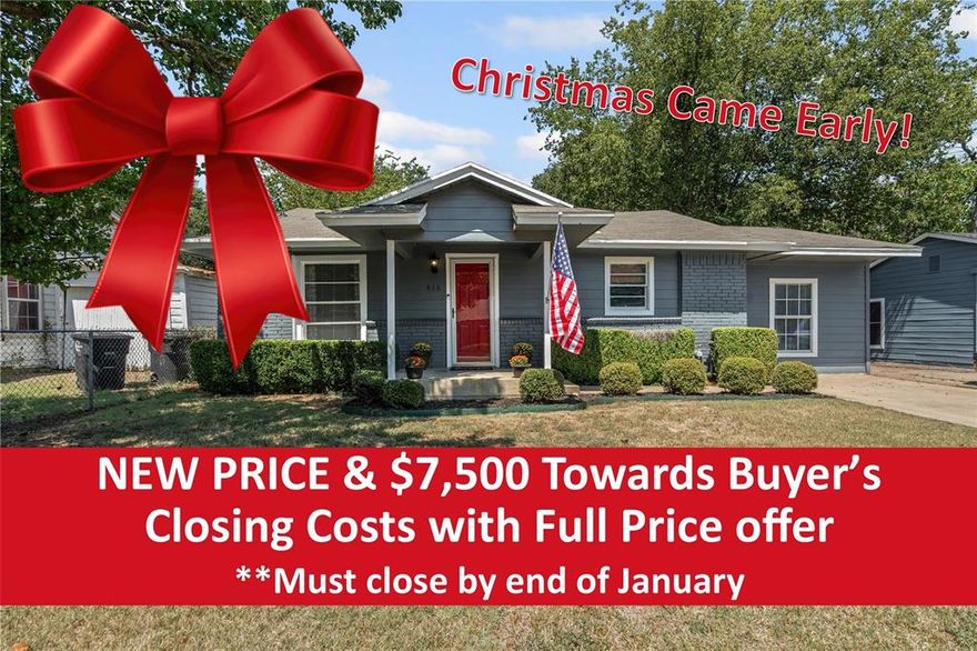 NEW PRICE & $7,500 towards buyer's closing costs with a full price offer closing by end of January. New Roof & New Gas Range just installed! Charming Cleburne Cottage: Nestled in the heart of Cleburne, TX, this delightful 3-bedroom, 1-bathroom residence is perfect for cozy living, ensuring a great start for first-time homebuyers or those seeking a comfortable abode. As you step inside, you'll be greeted by original wood floors that exude warmth and authenticity. The comfortable layout ensures ease of living, encouraging quality time with loved ones in a space that's just right for creating lasting memories. The quaint kitchen serves as the heart of the home while the dining area provides an ideal setting for meals or intimate gatherings. The exterior is equally appealing, highlighted by its super cute curb appeal that instantly draws you in. The large, shaded backyard is perfect for entertaining or enjoying peaceful Texas evenings. A spacious storage building offers practical solutions, neatly accommodating tools, outdoor equipment, or seasonal items, ensuring your home remains uncluttered.  This affordable gem presents an excellent opportunity to own a piece of Cleburne, balancing charm and practicality with unmatched value. Settle into a community rich in history and hospitality while enjoying the tranquility of this lovingly maintained home.