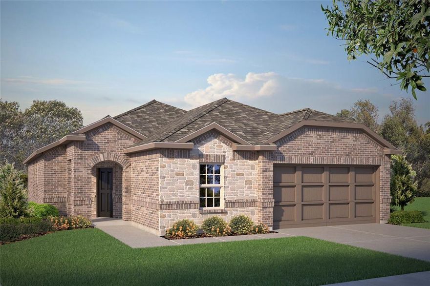 NOW SELLING in the NEW PHASE of D.R. HORTON'S BRIDGEVIEW Community in NORTH FORT WORTH and NORTHWEST ISD!! Fabulous 5 BEDROOM 2.5 BATHROOM Encino Floorplan-Elevation A, with an estimated February completion. Open Concept Living, Dining and large Chef's Kitchen with Island, Granite Countertops, tiled Backsplash, under cabinet lights, Stainless Steel Whirlpool Appliances with gas Range and walk-in Pantry. Spacious Living and large primary Bedroom with two sink Quartz top vanity, large walk-in Shower with seat, linen closet and walk-in Closet with built-ins. Designer Package including extended tiled Entry, Halls, and wet areas. Quartz topped Bath Vanities, powder bath plus Home is Connected Smart Home Technology. Front exterior Coach Lights, covered back Patio with gas drop for grill, 6 foot fenced backyard, partial Gutters, Landscape Package, Sprinkler System, gas Tankless Water Heater, Pest Defense System and more! Close proximity to Shops, Dining, Entertainment, HWY 287 and I-35W.