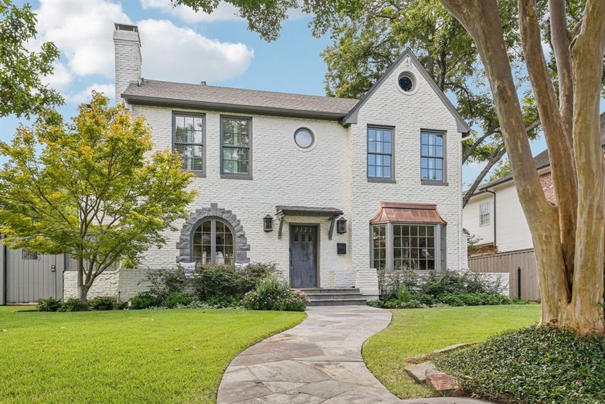 Beautifully updated in 2015 by Ellen Grasso & Sons, this meticulously maintained 4 bedroom, 4 bath home is situated on a 70 x 140 lot in University Park. Boasting abundant curb appeal, this home is a timeless charmer and is a must see! Off the entry are light-filled, split formals. The living room features a gas fireplace and the dining room connects to the chef's kitchen via a 5 x 5 butler's pantry with built-ins and a walk-in pantry. Kitchen amenities include: 6-burner gas cooktop, dual ovens, built-in refrigerator and microwave, island with apron sink, an adjacent breakfast room with backyard views, and a wet bar with built-in cabinets and wine storage. The spacious family room overlooks the backyard oasis and offers built-ins and a gas fireplace. Completing the downstairs of this home are a full bathroom and a mudroom with a built-in desk, cabinets, locker storage, and a walk-in closet. The primary suite is located upstairs and is tucked away off a separate, three-step staircase. Highlights include two walk-in closets, dual sinks, a soaking tub, and a separate shower. Three secondary bedrooms are also upstairs (one ensuite and two which share a Jack and Jill bath) as well as a full-size laundry room with sink. The backyard is a stunning retreat perfect for entertaining and relaxing with a covered stone patio, wood-burning fireplace, heated pool with water feature, attached spa, and turf grass. The two-car detached garage has guest quarters (18 x 10) with a half-bath. Roof replaced in December 2024 with a Class 4 roof.