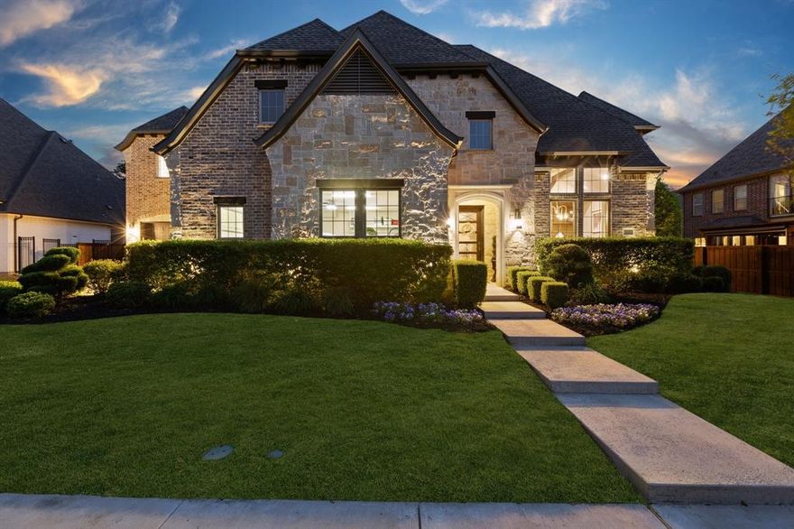 Located in the heart of the highly sought-after Carillon, this exquisite custom home offers a perfect blend of luxury, comfort, and convenience. The versatile floor plan features 5 bedrooms, 5.5 bathrooms, a private study, media room, and an upstairs second living area ideal for a game room or lounge. Each bedroom includes an en-suite bath and walk-in closet. The chef’s kitchen is outfitted with premium stainless steel Thermador appliances, including a 48” 6-burner gas range, double ovens, oversized island, and built-in refrigerator—all designed with both style and function in mind. Pristine hardwood floors, designer lighting, and a calming color palette highlight the transitional design. The private primary suite includes a spa-inspired bath and an expansive walk-in closet. Enjoy outdoor living in the beautifully landscaped backyard, complete with a covered patio, electric retractable screens, built-in grill, resort-style pool! Prime location with walkable access to scenic Lake Carillon and the highly anticipated Carillon Parc development. This is your opportunity to own in one of the most desirable neighborhoods in Southlake! Contact us to set up a private showing.