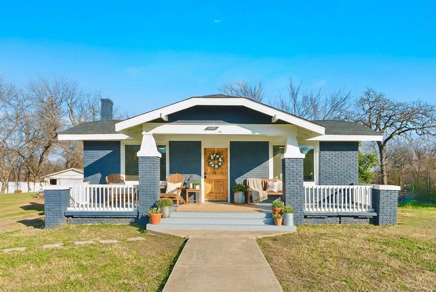 Looking for old house charm without old house problems - and at a budget friendly price point? Look no further than this Top To Bottom renovated charmer in Southeast Fort Worth's Cobb's Orchard neighborhood. Here you'll find 1950s curb appeal with a big front porch and Craftsman style on a HUGE third of an acre lot with mature trees and tons of potential. Save your projects for the backyard, because the inside of this home is totally DONE. Fresh paint and a totally opened up floor plan, gutted kitchen, remodeled bathrooms and finishes that go above and beyond the ordinary make this home stand out from the crowd. Luxury vinyl plank flooring, new windows, and new lighting throughout. The kitchen and dining area is knock-out gorgeous with tons of smart storage, brand new appliances and quartz counter space - including a fun breakfast bar - and accented by stunning elongated glass subway tile. Four light-drenched bedrooms with great closets and attractive ceiling fans line the hallway along with two stunning, custom bathrooms. Enjoy all the pretty things along with peace of mind due to new roof, new outlets, a 10-year foundation warranty, and new septic drain system. SPECIAL FINANCING AVAILABLE - INQUIRE WITH AGENT!