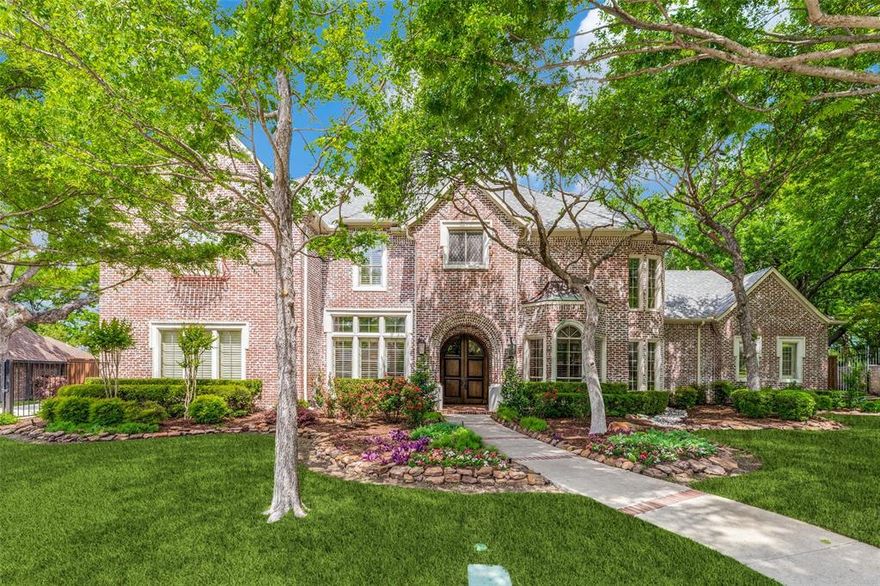 Tucked away on a quiet cul-de-sac in highly sought-after Shoal Creek, this exceptional home sits on a rare pie-shaped lot surrounded by mature trees and lush landscaping, offering both privacy and a true backyard retreat. The serene outdoor oasis features a sparkling pool and spa, along with a covered patio perfect for year-round entertaining. Inside, you’re welcomed by soaring ceilings, elegant formal living and dining spaces, and a light-filled layout designed for both everyday living and hosting. The chef’s kitchen boasts a large island, gas cooktop, built-in Sub-Zero refrigerator, and a butler's pantry. It opens seamlessly to the spacious family room with tranquil views of the backyard. Thoughtfully designed, the home offers generously sized bedrooms, each with its own en-suite bath. A stunning two-story office with custom built-ins provides the perfect work-from-home setting. The primary suite is a private retreat featuring vaulted ceilings and a spa-like bath with separate vanities. Dual staircases lead to the second floor, where you’ll find a media room, expansive game room with a walk-in wet bar, balcony access, and three additional oversized bedrooms. This home offers a 3 car garage with motor court, plenty of storage, is near walking trails, has quick access to DNT, and is close to dining and shopping. It is a rare find.