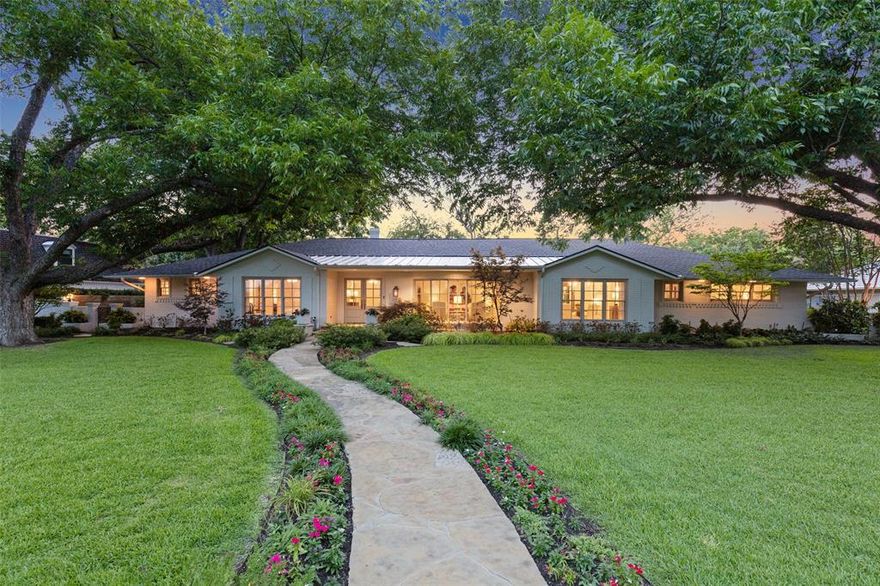 Welcome to your DREAM HOME on a picturesque half-acre treed lot nestled in the tranquility of a cul-de-sac street in Preston Hollow. This incredible one-story residence has undergone a stellar redesign featuring exceptional light filled spaces with designer lighting and fixtures. The heart of this remarkable home is the beautifully redesigned gourmet kitchen, complete with high-end appliances, quartzite counters, custom cabinets, and an expansive island that doubles as a breakfast bar. The open-concept design seamlessly connects the kitchen to the adjacent dining area, and 2 other living areas creating a perfect space for entertaining. Sleek hardwood floors and vaulted ceilings take you throughout this 4 spacious bedrooms, 3 baths, 2 half baths, and 3 living areas to a breathtaking backyard oasis. A sparkling pool with a sunning deck, outdoor living and a built-in firepit are the centerpiece of this outdoor paradise. Additionally, there is extra parking available off the driveway.