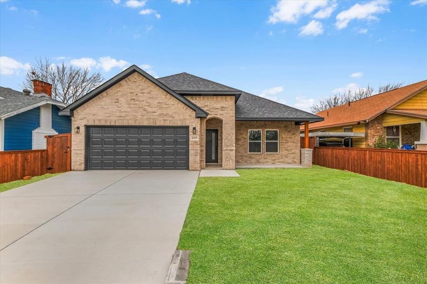 Welcome to this stunning new construction home ideally located within walking distance of the world-famous Fort Worth Stockyards, where historic charm meets modern living.
This beautifully designed 4-bedroom, 2.5-bath home offers an open-concept layout perfect for both everyday living and entertaining. The spacious living area flows seamlessly into a chef-inspired kitchen featuring custom cabinetry, sleek quartz countertops, modern fixtures, and a large center island that serves as the heart of the home.
The private primary suite provides a relaxing retreat with a spa-like ensuite bath and generous closet space. Three additional bedrooms offer flexibility for guests, a home office, or growing families.
Enjoy great curb appeal with a contemporary brick exterior, fresh landscaping, and a spacious yard—perfect for outdoor gatherings. With its unbeatable location near dining, shopping, entertainment, and easy access to major highways, this home delivers both convenience and lifestyle.

Don’t miss your opportunity to own a brand-new home just minutes from the excitement of the Stockyards! 
Builder is offering $5,000 in concessions with acceptable offer.