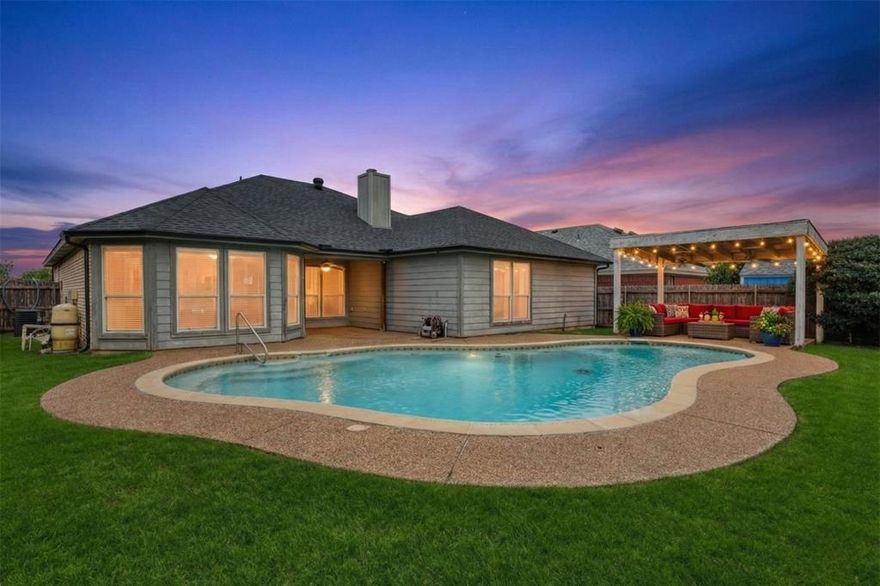 Nicely updated pool home in the heart of Burleson, Texas! This is your opportunity to call this beautiful property home. A welcoming entry leads into a bright living room filled with natural light and overlooking the spacious backyard and sparkling pool. The remodeled kitchen opens seamlessly to a sun-filled dining area, making it perfect for everyday living and entertaining. The primary bedroom also overlooks the backyard oasis and features an ensuite bathroom with a large walk-in closet. On the other corner of the home, you will find three additional generously sized bedrooms, each with oversized walk-in closets, and a shared full bathroom. Step outside and get ready to be impressed! The backyard features a large curved pool and a separate cabana, ideal for entertaining guests or enjoying a relaxing Sunday afternoon with family and friends. Zoned to Burleson ISD and conveniently located near shopping, dining, and entertainment, with easy access to I-35. Enjoy the perfect blend of convenience and small-town charm in this wonderful home!