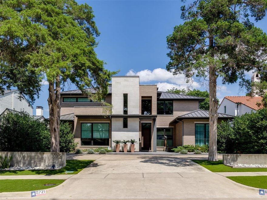 Located on a tree-lined street in Preston Hollow, this custom modern home built by Hayes Signature Homes boasts 4,193 sqft, 4 beds, 4.1 baths, and an open-concept floor plan that flows beautifully. The home is walking distance to Preston Hollow Park and close to NorthPark Center and top private schools. The first floor features a guest suite, a study, and an open living room, dining area, and an Eggersmann kitchen with high-end appliances. A primary suite includes dual walk-in closets and a spacious bathroom with an oversized shower and soaking tub. Upstairs find 2 more bedrooms—one that can easily be turned into an exercise room—as well as a theatre room and a large walk-attic that can be used for storage or converted into a living space. Other features include a Control14 system, built-in speakers, and Hunter Douglas motorized blinds. Backyard luxuries include a turfed yard, a sparkling pool, an outdoor living area, and louvered-covered patio. Enjoy this home’s impeccable design.