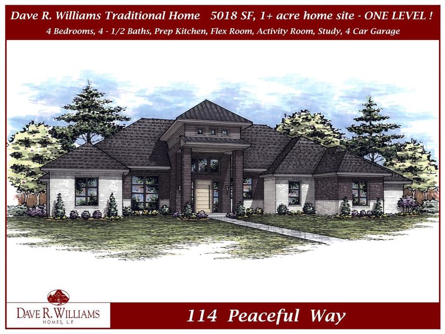 Welcome to your one-of-a-kind Dave R. Williams Home! This modern traditional masterpiece features approximately 5,018 sf, 4 bedrooms, 4.2 bathrooms, and an expansive 4-car garage with a Texas Basement on a stunning 1+ acre lot. The open-concept layout is perfect for entertaining, with top-of-the-line Wolf appliances, a built-in 42” Sub-Zero refrigerator, double convection oven, and a spacious island at the heart of the kitchen. Adjacent to the main kitchen, the Prep Kitchen and large pantry offer additional space for meal preparation, with room for a second fridge or freezer and even an extra dishwasher for easy cleanup. Throughout the home, you'll find designer lighting, stylish plumbing fixtures, and beautiful wood flooring in high-traffic areas as well as the primary bedroom and closet. The versatile Flex Room, perfect for a gym or study, is conveniently located next to the private primary bedroom. The luxurious primary bathroom boasts a shower with dual showerheads and a standalone bathtub, creating the ideal space to relax and unwind. The activity room with bar adds an extra living space to play your favorite games or have fun with friends! Step outside to enjoy the fireplace and the MASSIVE outdoor living area - a hallmark of Dave R. Williams Homes.  There’s plenty of room for a pool or your favorite outdoor activities on this large lot.  And with a property tax rate of just 1.47%, it’s an unbeatable deal! This home reflects the exceptional quality and craftsmanship that has earned Dave R. Williams Homes the title of D Magazine’s Best Builder for 10 consecutive years.