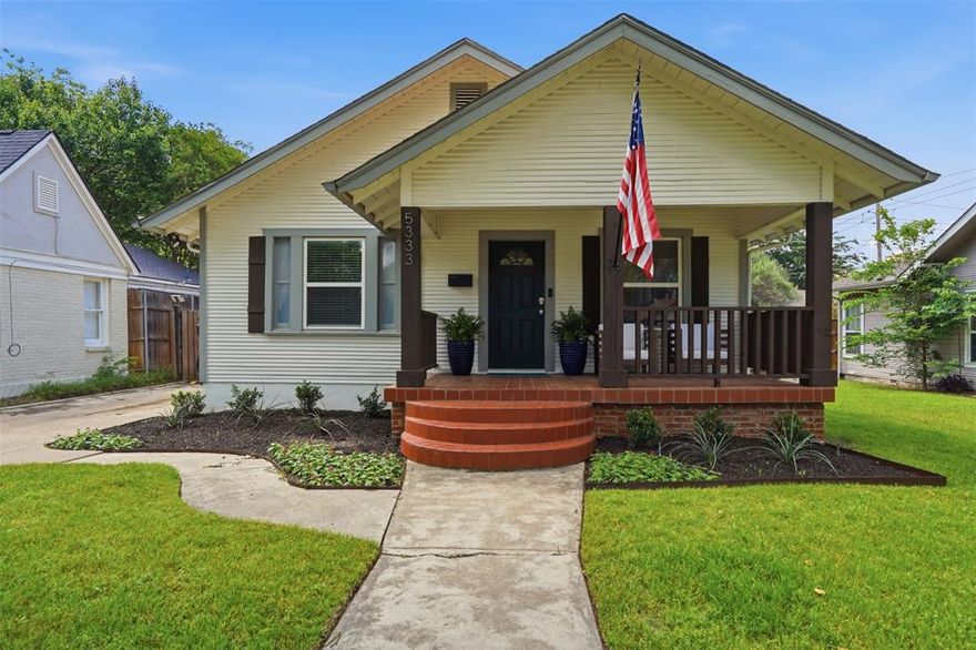 Charming bungalow in the heart of Fort Worth! This updated home is perfectly situated just one block from the iconic Roy Pope Grocery in the highly desirable West Byers enclave of Arlington Heights. Featuring an inviting front porch and classic curb appeal, the interior opens to a modern floor plan with high-end finishes throughout. Chef’s kitchen is equipped with granite countertops, a large center island, and extensive cabinet storage. Primary suite offers a private retreat with a Carrara marble bathroom, featuring a soaking tub, separate shower, water closet, and walk-in closet. Backyard is designed for low-maintenance entertaining with premium turf and a large deck. Property includes a fully detached guest house, featuring its own kitchen, bathroom, and living area. This versatile space offers total privacy and is perfect for a rental unit, home office, or guest suite. Situated in a prime Westside location, the home provides quiet residential living while remaining minutes from the Cultural District and boutique shopping and dining along the bricks of Camp Bowie Blvd. Secured by an electric gate and includes a one-car garage and one-car carport.