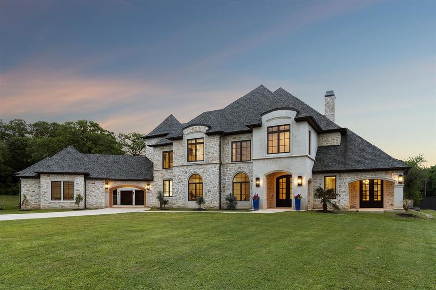 Rare gem in Southlake! This stunning 2018 built estate, nestled on a privately gated 1.9 acre lot, offers modern finishes & designer details that embodies luxury living throughout! The versatile floor plan features multiple living & dining areas for hosting parties with friends & family including a downstairs game room with a full walk-up wet bar. The home offers 6 bedrooms, 7 full & 2 half baths, and a private guest quarters with bedroom, bath, utility & living room. A private study is conveniently tucked away, perfect for working at home! A dream kitchen features a 2 story vaulted ceiling, white cabinets, center island with marble countertops & top of line appliances. Extras include hardwood floors downstairs & upstairs, foam insulation, 5 fireplaces & a fabulous utility room! The owner's retreat offers a sitting area, coffee bar, dual showers, soaker tub & large walk-in closet. Experience outdoor bliss in the year-round outdoor living area with a fireplace. 11 CAR GARAGES & NO HOA!!