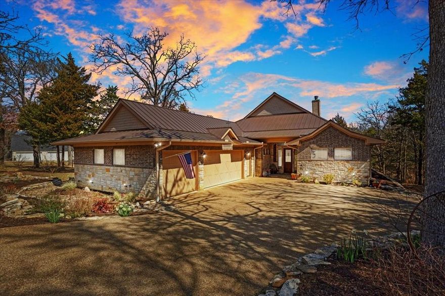 Welcome to your retreat in the prestigious Rock Creek community just minutes from the Texas shores of Lake Texoma. Located about an hour north of Dallas, this beautifully designed 3,319 square foot home sits on a spacious .467 acre lot and offers the perfect blend of comfort, functionality, and resort-style living. Inside, you’ll find 3 bedrooms, 2.5 baths, and a flexible bonus room ideal for a home office, media room, or additional living space. The open layout features durable concrete floors and a thoughtfully designed kitchen complete with a large island, walk in pantry, and premium gas range perfect for everyday living and entertaining. The private primary suite is designed with comfort and organization in mind, featuring a custom closet system with a dedicated shoe closet. A huge utility room offers exceptional storage or flexible workspace, while additional storage includes a floored attic, storm closet, and a separate storage room or workshop for hobbies or projects. Outdoor living is just as inviting. Relax year round on the spacious screened in porch perfect for morning coffee or evening gatherings without the bugs. A private patio balcony offers another peaceful spot to unwind or entertain while enjoying views of the surrounding property. The two-car garage with dual overhead doors adds everyday convenience. Living in Rock Creek means more than owning a home, it’s a lifestyle. This private, master-planned resort community spans more than 1,300 acres and offers residents exclusive access to the championship Rock Creek Golf Club course designed by Jack Nicklaus. Additional amenities include a clubhouse with restaurant and pro shop, marina and ship store, swimming pool, fitness center, and outdoor sports courts. Whether you’re seeking a full time residence or a weekend getaway near the lake, this exceptional property offers the space, amenities, and location to enjoy the very best of Lake Texoma living.