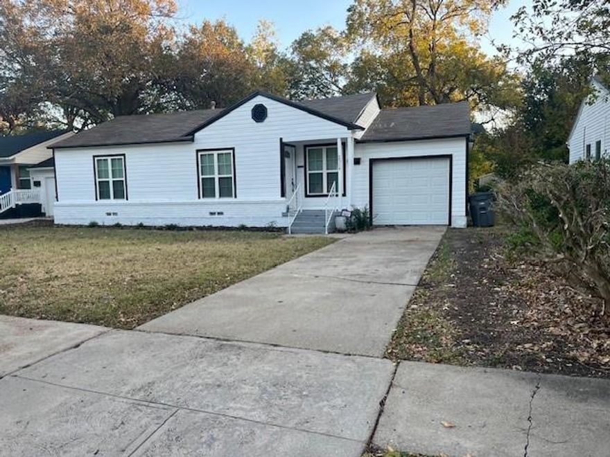 Nested in a prime location, this charming home is yours for the taking.  Front entrance is welcoming with a spacious Living Room and Dining Room space.  The kitchen adorns character ready for meal prep with built in cabinets for storage and an eat in option.  This mid century build also has a Den allowing privacy and space for relaxation.  All appliances are included in this home with a single car garage with a remote. Both bedrooms are tucked away with access to the full bath adorned with built in cabinets including a medicine cabinet. Backyard is very spacious and an open canvas to add any idea for outdoor living and has a storage unit that conveys. With easy access to I30 and I635, as well as Hwys 78, 12, and 80 in addition to being adjacent wo White Rock area and the Dallas Arboretum, this move in ready home adorns all that is needed for a cozy lifestyle. This is a MUST SEE!