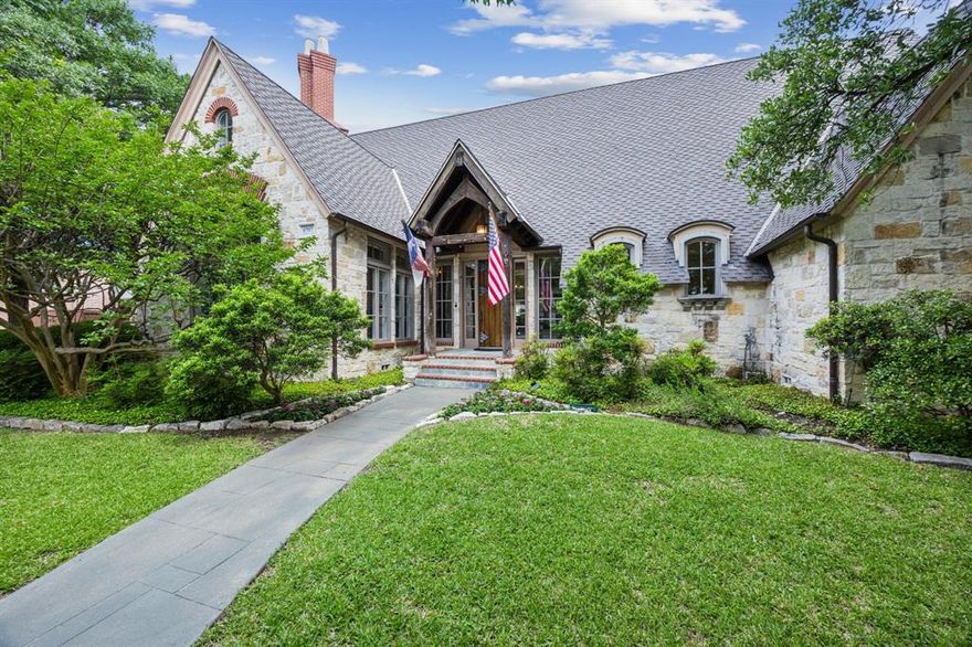 Welcome to 6707 Meadow Rd. This is a wonderful opportunity to own a coveted corner home in Preston Hollow on the neighborhoods promenade street. This gorgeous home was beyond custom when it was built.  In front you have extensive landscaping that not only looks gorgeous but also adds to your privacy. Upon entry you are greeted with rich solid wood panelling surrounding the formal dining area with views into the back yard.  The living room has vaulted ceilings with incredibly large wood beams giving testament to the build quality of this home. Austin Stone, Brick, Stucco construction with large natural wood beams inside and out. Large family room with open concept kitchen featuring granite counters, large butchers block island, Sub Z, commercial gas range.  Solid wood doors throughout, underground wine cellar, media room, game room, dedicated office could easily be converted to a 5th bedroom with en-suite full bath.  3 bedrooms upstairs each with en-suite bathrooms and a downstairs primary.  The large primary bedroom has a fireplace and the bathroom has separate walk in closets, separate vanities, plenty of storage.  The home is equipped with a whole home backup generator that is fueled by underground natural gas and has maintenance contract monitored wirelessly by the contractor.  3 car garage with solid wood doors and stained concrete floors and driveway.  Copper top bay window in breakfast area.  Copper gutters around whole home.  Bowers and Wilkins and Mcintosh built in speakers in nearly every room on primary level.