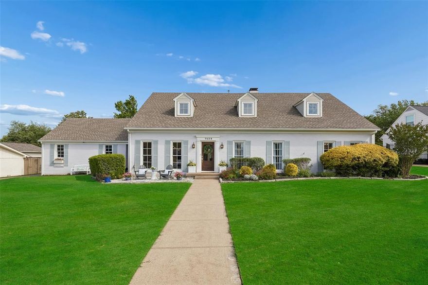Situated on a beautifully manicured .399-acre lot, this charming and fully updated Northwood Hills residence offers the perfect blend of timeless curb appeal and modern luxury. Inside, a light-filled open floorplan is designed for effortless entertaining, featuring a reimagined chef's kitchen with a generous island and stainless appliances that flows seamlessly into the spacious living area with a gas stone fireplace, thoughtfully designed built ins and a wet bar. The main level also hosts a large dining room in addition to the breakfast area, and a versatile study with French doors that could easily be used as a playroom or second living room. A generous primary suite with three closets and a spa like ensuite bath, plus a convenient first floor guest room with full bath and a half bath convenient to the pool round out the main level, while the upper level features a spacious game room and three additional bedrooms, one which is en-suite with updated baths. The crown jewel of the property is the extraordinary resort style outdoor living area, envisioned for year round entertaining; an expansive covered patio with Silver VP Travertine pavers, two islands featuring a built in Blaze gas grill and fridge, Serena & Lily designer pendants, a striking fireplace, industrial-style fans, and two Infratech ceiling mount heaters overlooks a sparkling resurfaced pool and lush lawn.  The boundless backyard offers exceptional space for entertaining, outdoor dining, watching the big game and enjoying the Texas sunshine in complete comfort. Ideally located within RISD boundaries near premier shopping, dining, and top private schools, 7439 Stonecrest Drive presents a rare opportunity for an elevated lifestyle experience in one of Dallas' most coveted neighborhoods.