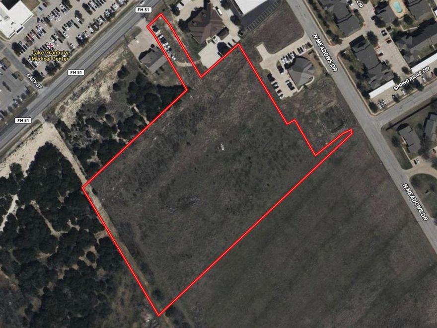 Prime Commercial Land Opportunity in the Heart of Granbury. This is an exceptional 8.22 acre commercial tract located just a little off of West Highway 377 in one of Granbury’s fastest-growing corridors. This versatile property offers high visibility, easy access, and close proximity to major retailers, restaurants, and residential developments, making it ideal for a wide range of commercial ventures. this property is a blank canvas for your next investment project—whether you're planning a multi-family project, retail center, office complex, medical facility, or service business. Surrounded by established businesses and situated just minutes from downtown Granbury, this location offers both convenience and opportunity. It’s ideally located near the medical district and not far from retailers like Walmart, Lowes, Home Depot and many others in a rapidly developing area with both commercial and residential growth.