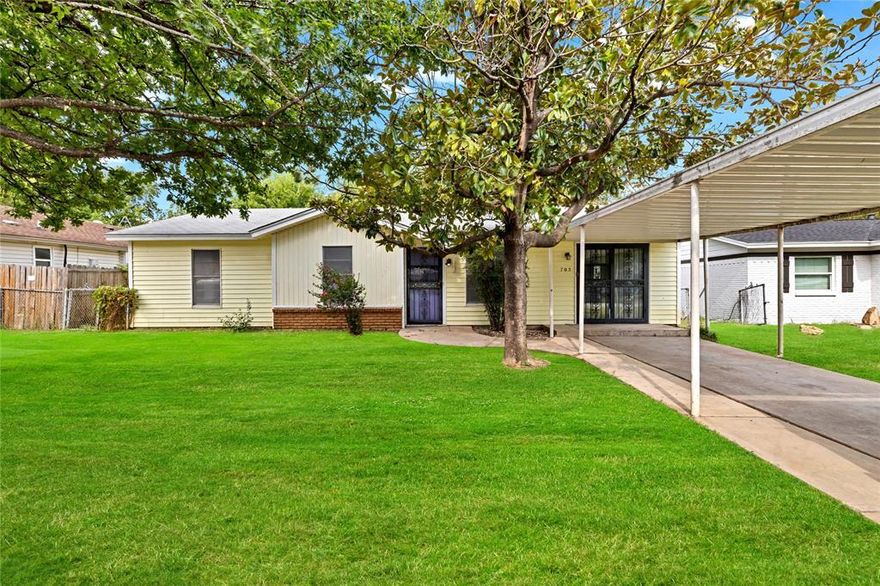 Welcome to 705 N Ray Street in Alvarado, TX—a beautifully remodeled 3-bedroom, 1-bath home offering 1,247 square feet of comfortable living space on a generously sized, tree-shaded lot. This well-maintained property features an open floor plan with fresh sheetrock, modern paint, updated countertops, and durable LVP flooring throughout. The home has been thoughtfully upgraded with a recently replaced AC unit and hot water heater, and the electrical system has been newly wired to meet current code standards. Outside, you'll find a spacious backyard with plenty of shade and a well-kept shed perfect for storage or hobbies. With its inviting layout, recent renovations, and pride of ownership evident in every detail, this home is truly move-in ready and ideal for anyone seeking charm, comfort, and convenience in a quiet Alvarado neighborhood.
