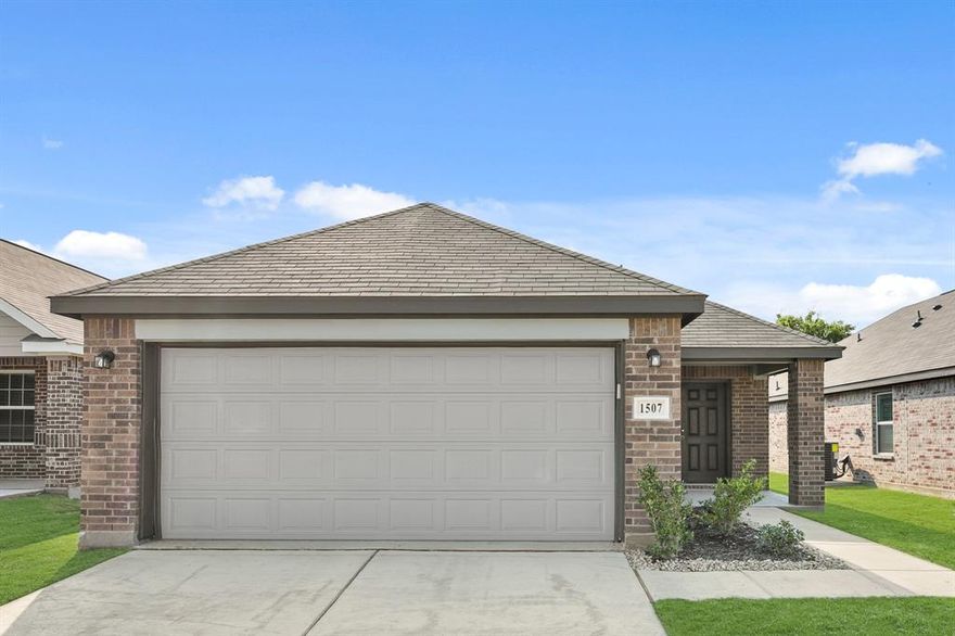 Love where you live in Christian Meadows in Ennis, TX! The Grove floor plan is a charming 1-story home with 3 bedrooms, 2 bathrooms, and a 2-car garage. This home has it all, including privacy blinds and vinyl plank flooring throughout the common areas! The gourmet kitchen is sure to please with 42-inch cabinets, granite countertops, and stainless-steel appliances! Retreat to the extended Owner's Suite featuring double sinks with granite countertops, a tub with shower combo, and a large walk-in closet! Enjoy the great outdoors on the covered patio! Don't miss your opportunity to call Christian Meadows home, schedule a visit today!