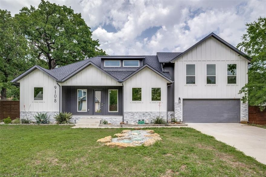 Modern Farmhouse Showstopper Within Walking Distance of Lake Grapevine! Built in 1969 but taken to studs in 2020!
This stunningly remodeled Modern Farmhouse is talk of the neighborhood. Located just two blocks from the lake in highly desirable Flower Mound, this home turns heads with its curb appeal & charm. People slow down just to take a second look! Set in a quiet, tight-knit community that backs to Corps of Engineer land, enjoy direct access to scenic hiking & biking trails, plus a private neighborhood boat ramp for days on the lake. Inside, you’re welcomed by a spacious open floor plan with soaring 10-foot ceilings & wood flooring throughout the main level. The downstairs primary suite is a peaceful retreat, complete with a private patio shaded by a majestic oak tree & an ensuite straight out of a magazine. A precious office located across from the master makes remote work a breeze. A large bonus space off the kitchen that can be used as a formal dining room, game room, extra living room...wherever your imagination takes you. The open kitchen design boasts beautiful granite countertops, stainless steel appliances, stylish lighting, & a perfect layout for hanging out. Upstairs, a spacious loft connects two secondary bedrooms and a large bath—perfect for family or visitors. There's even a cute mud room cutout by the garage. Seller absolutely loved this home & neighbors - come see why. Recent upgrades:
Fresh interior paint (2025)
New roof & gutters (2025)
Smart Vivint Home Security System with front & back cameras
Smart thermostat + smart garage lift
New backyard fence & drought-resistant landscaping (2025)
Energy-efficient & privacy window tinting on front windows & ensuite bath (2025)
New epoxy-coated garage floor (2025)
Septic system pumped (April 2025)
All of this, in top-rated school district & minutes from the water. Perfect blend of style, smart upgrades, and unbeatable location.