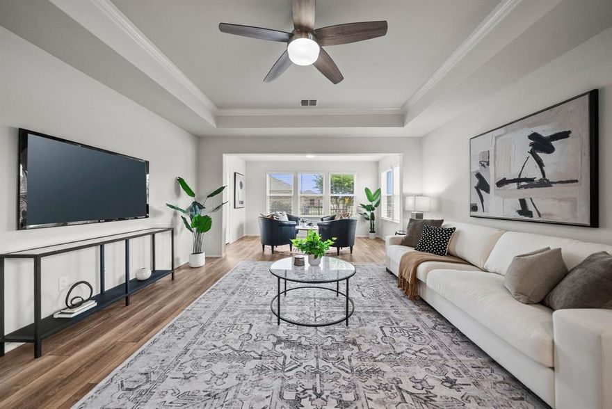 Welcome to 1269 Revolution Drive in Little Elm, Texas—where comfort, connection, and carefree living come together.  Situated on a coveted north facing corner lot that offers added privacy, extra outdoor space, and a sense of openness that’s hard to find. 
Inside you’re greeted by a bright, open-concept floor plan designed for both everyday ease and effortless entertaining.  Charming floor plan includes a unique flex space that can be set up as an office, reading nook, eating area, or anything else that matches your interests and lifestyle.
The modern kitchen features maple cabinets, granite counter tops, sleek appliances, and a large double door pantry.  The oversized island provides extra storage - invites guests, holiday gatherings, and projects of all sorts.  Natural light fills the seamlessly connected dining area and living room —perfect for hosting friends or enjoying a quiet evening at home.  The adjacent sunroom expands the living space.  Allowing for ultimate flexibility in design and usage. The primary suite provides a relaxing retreat, with generous space and thoughtful design throughout.  The luxurious bathroom and oversized walk in closet finish the space perfectly. The unusually large second bedroom makes an ideal guest room or a great space for full time living. Just outside you will discover an inviting covered patio where you can enjoy coffee in the morning and sunsets in the evening.  Beyond your front door, enjoy the unmatched lifestyle of the Del Webb at Union Park community. Residents have access to resort-style amenities including a clubhouse, fitness center, pools, sports courts, walking trails, and a full calendar of social events designed to keep you active and connected. Here, neighbors become friends, and every day feels like a getaway.

1269 Revolution Drive isn’t just a home—it’s a lifestyle. Come experience the perfect blend of comfort, community, and convenience.