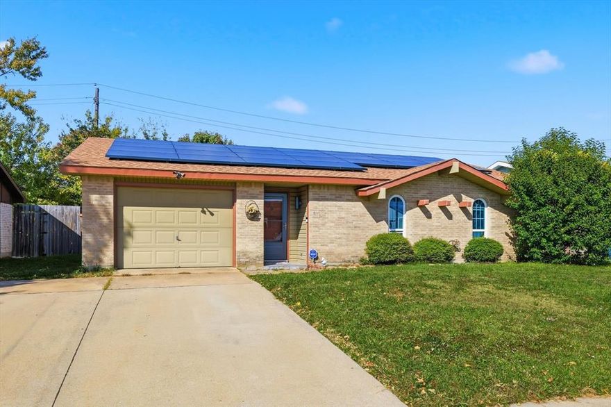 Welcome to this charming single-story home featuring key updates and an oversized backyard perfect for relaxing and entertaining. The home includes updated windows, a newer HVAC system, and solar panels that will be fully paid off at closing for long-term energy savings.

Inside, the layout offers a spacious living area with natural light, a corner fireplace, and sliding doors to the backyard. Archways connect the kitchen and dining area, and both bathrooms feature tile surrounds with functional designs. The primary suite is set apart for added privacy.

Outside, the expansive covered patio and large backyard provide plenty of room for gatherings, play, or outdoor projects. Located in a quiet neighborhood with no HOA, no MUD, and no PID, this home offers comfort and flexibility.

Home is sold as-is, and sellers are motivated. A great opportunity in an established community with valuable updates already in place.