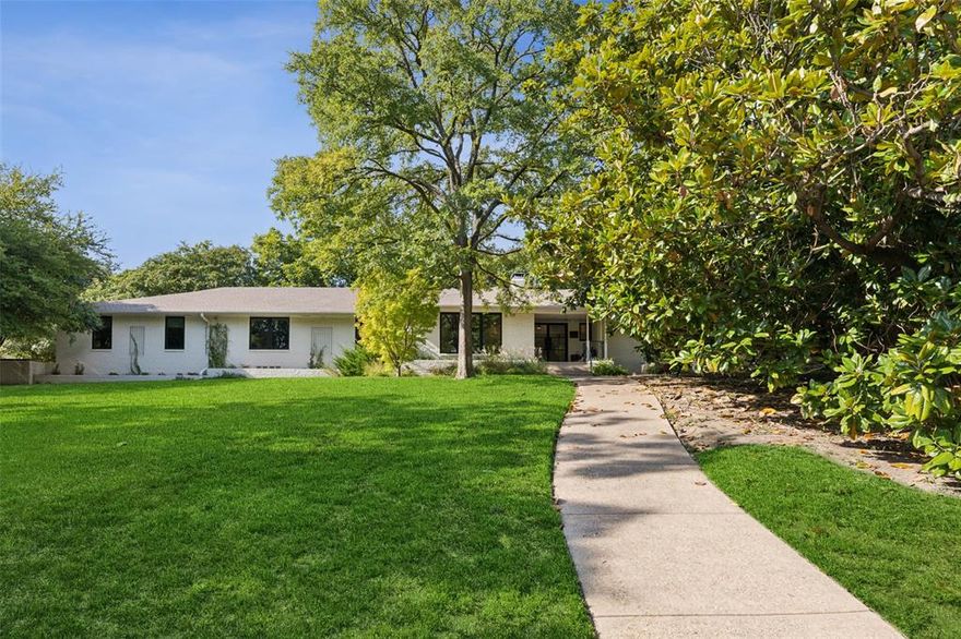 Fantastic opportunity to own a single story home on almost an acre in Lakewood Elementary. This home features an open concept living, kitchen and dining. The kitchen and living room overlook the expansive back lawn with a wall of windows. The kitchen features an expansive island with bar seating, built in fridge, double ovens, apron front sink, gas cooktop and an additional bar with seating and sliding windows allowing indoor and outdoor serving. The primary bedroom is generous in size featuring two walk in closets and ensuite bath with dual sinks, soaking tub, and frameless glass shower. There are three bedrooms served by three bathrooms. Outside is an entertainers dream with pool and spa, fire pit, and plenty of trees and lawn space providing ample shade and privacy. Additional amenities include a full size laundry room with space for a craft area, formal living room, and three car garage. There is potential to subdivide lots or use the whole lot to build your dream home!
