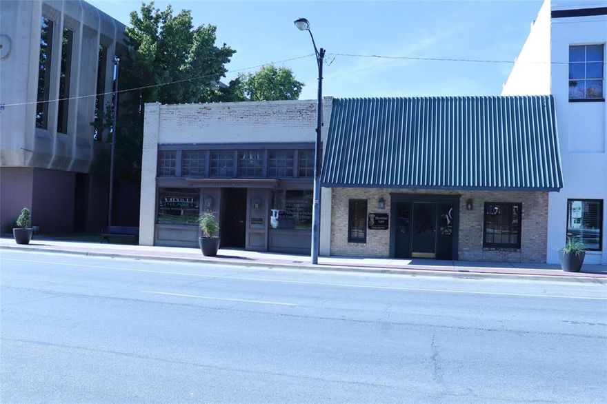 New price!!!  This is a beautiful classic in downtown Cleburne.  Property is in good condition. Lots of traffic for really good exposure. Over 5000 square feet of space  Large offices , 3 conference rooms.    Some of the furniture can be included in the sale with an accepted contract .Buyer or buyers realtor should verify room sizes and square footage. Instant rental income.  Building is now divided into two separate rentals with their own entrance .  Approximately 2600 sq ft on each side  One side is leased to  McArthur, Boedeker ,Hammonds Law firm . A three year lease Just started in April 2024.Approx. $2500 a month. The other side is occupied by Seller , Strother Law. Seller will not stay  when property is sold .  Seller has a new survey .