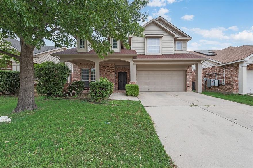 Move-in Ready This beautifully updated 4-bedroom, 3-bathroom home offers comfort, style, and functionality. Recent upgrades include:
New HVAC system, New quartz countertops, New luxury vinyl plank flooring throughout (no carpet), New Fresh Paint, New Baseboards, New toilets, faucets, and chandeliers, New recessed lighting and remote-control ceiling fans, New stainless steel appliances – electric range, microwave, and dishwasher, New garage motor …and more!

This charming home features soaring ceilings and an open-concept layout that blends spacious living with versatility. Enjoy two generous living areas – one perfect for a home office – plus an upstairs game room. The oversized kitchen includes a center island and flows seamlessly into the formal dining and main living spaces.

The main-level owner’s suite boasts a large en-suite bath with garden tub, separate shower, and a walk-in closet. Upstairs, you’ll find three additional bedrooms, each with ample closet space.

Enjoy outdoor living on the covered front and back porches and abundant natural light throughout the home. The community offers access to a pool, clubhouse, greenbelt trails, and two parks in Dorado Ranch.

Located just minutes from elementary, middle, and high schools all accessible without using main roads—plus a private school less than a mile away. Convenient access to nearby amenities, including a gas station and convenience store, with easy commuting via HWY 287, I-35W, and 820. Buyer and its agents to verify all information including measurements, schools and all the information listed here