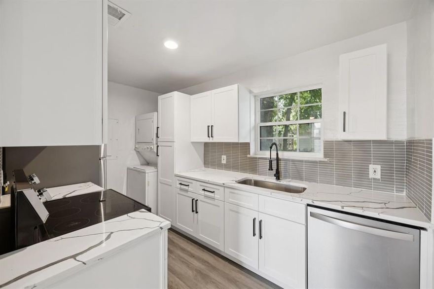 Fully remodeled and move-in ready, this charming rental is the perfect blend of style and convenience! The beautifully updated kitchen showcases sleek black and stainless steel appliances, sparkling quartz countertops, and durable wood-look LVP flooring. Included with the lease are a refrigerator, washer, and dryer—making this home truly turnkey. Enjoy the added benefit of a private outdoor storage space, along with a spacious shared backyard. Featuring 2 bedrooms and 1 bathroom, this property is available now and ready to welcome its next residents!