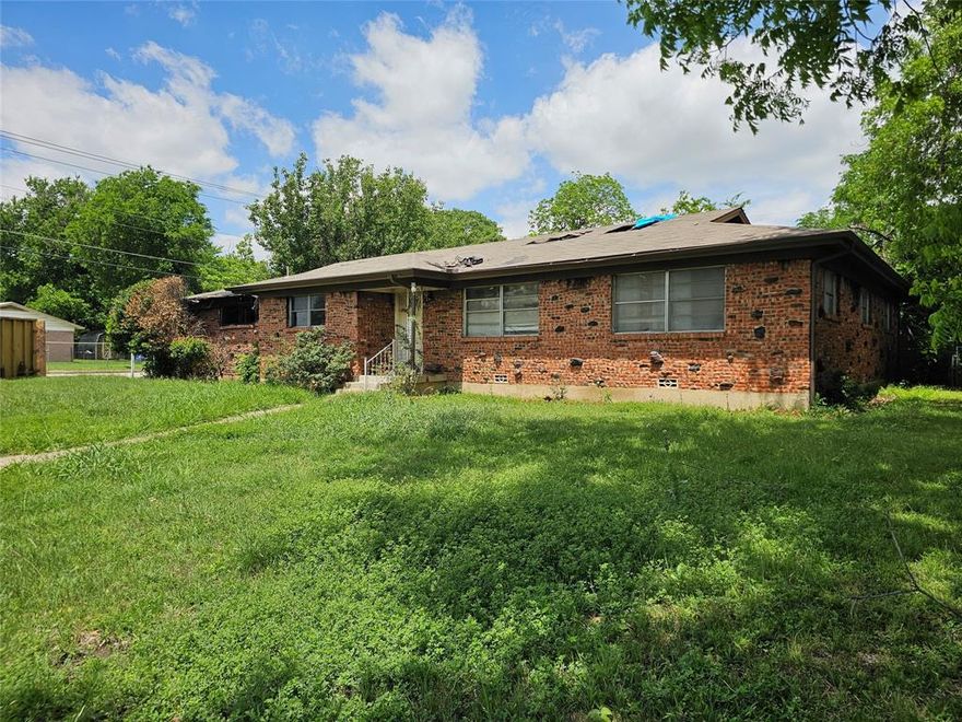 INVESTOR OPPORTUNITY!! Large corner Lot!! Calling all Investors and Cash Buyers. Property damaged by fire by the garage and need some work. This is a fixer-upper offers a unique opportunity for those with a vision and a passion for transformation. Sold as-is, this property is a blank canvas waiting for your personal touch and creative flair. Whether you're an experienced renovator or a first-time homebuyer with a dream, this is your chance to make this house a home. Embrace the challenge, and watch your investment grow! Do not call listing office, please call listing agent at 2144362087 for appointments.